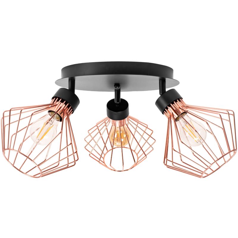 foto del prodotto toolight - plafoniera app536-3c loft nero rosa oro 3-punti luce e27 19x20x28cm