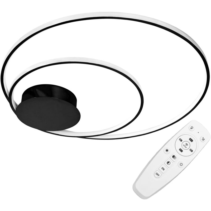 foto del prodotto toolight plafoniera app802 c nero led telecomando cerchio 2 punti luce 110 w 60x60cm