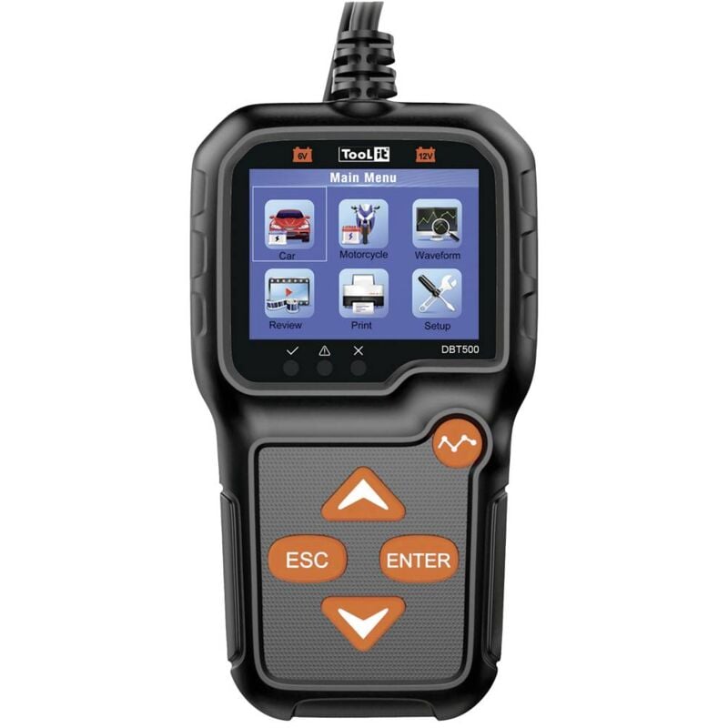 foto del prodotto toolit dbt500 tester batteria per auto 6 v, 12 v prova batteria, controllo alternatore, monitoraggio della carica 140 m