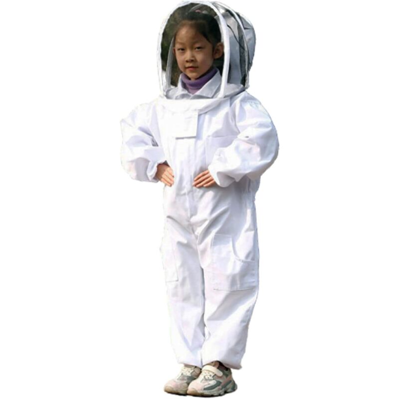 foto del prodotto toolive lablanc abbigliamento per apicoltura bianco abbigliamento protettivo per apicoltura per bambini manica lunga in cotone, protezione