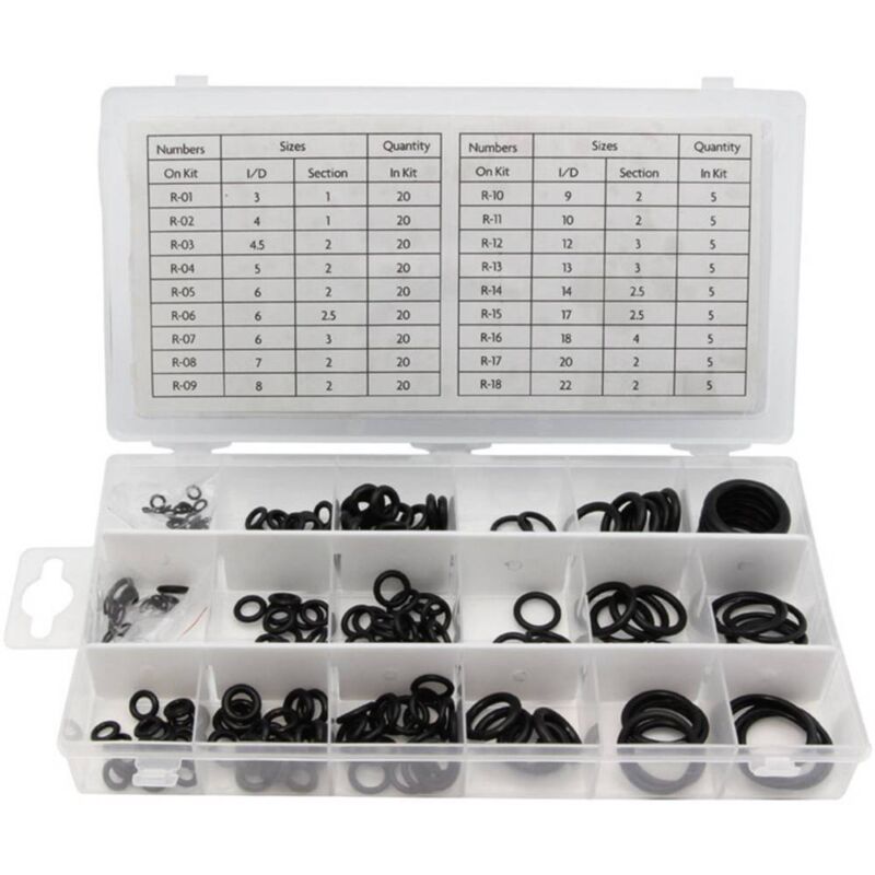foto del prodotto toolland has02 assortimento o ring contenuto 225 parti