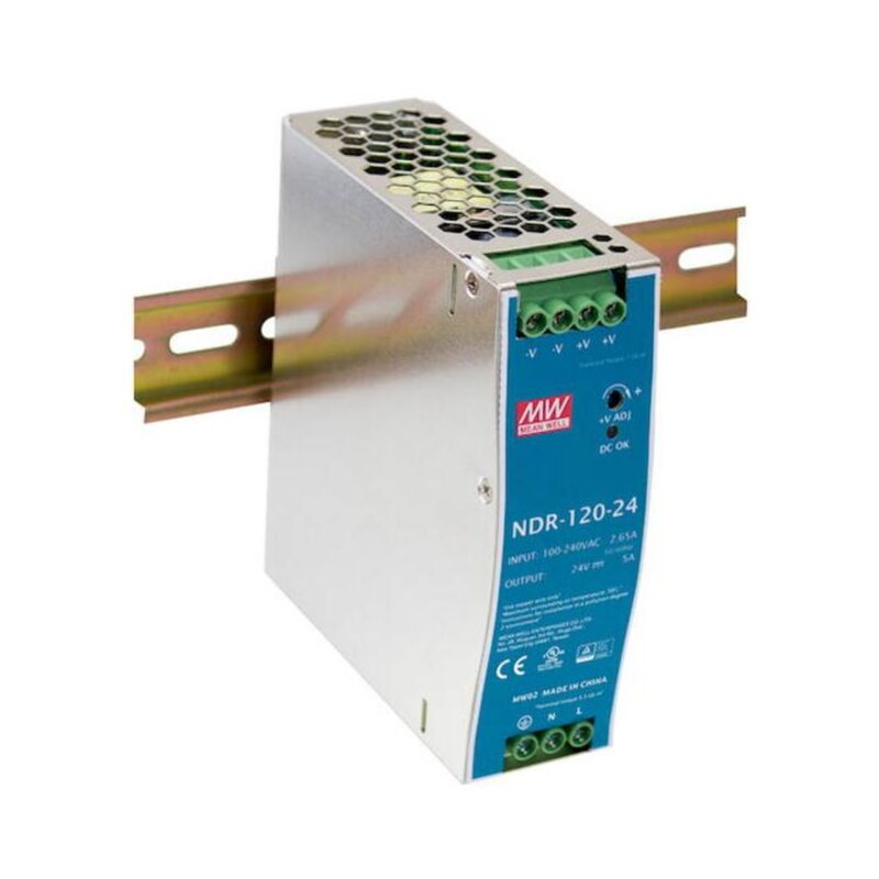 foto del prodotto toolland mean well ndr 120 12 alimentatore per guida din 12 v dc 10 a 153 w num. uscite 1 x contenuto 1 pz.