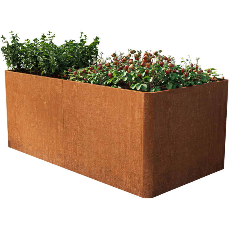 foto del prodotto toolport primeyard orto rialzato mario, acciaio corten, look ruggine 200x107x80 cm