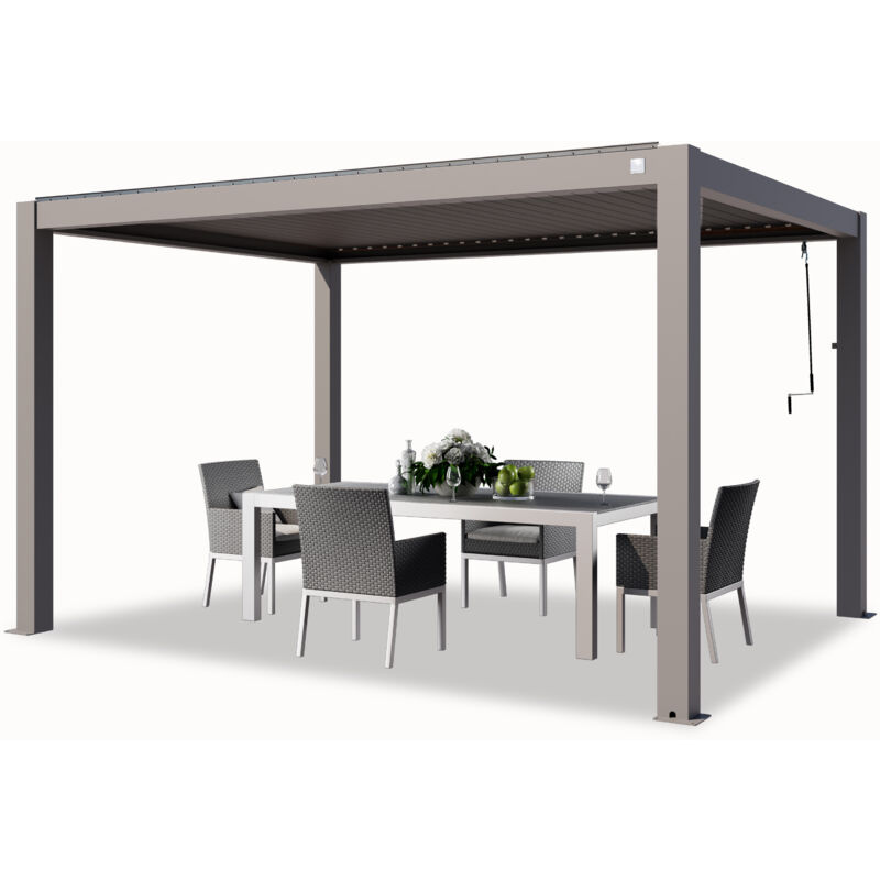 foto del prodotto toolport primeyard pergola 3x4 m montanti in alluminio con tetto a doghe in alluminio gazebo da giardino grigio