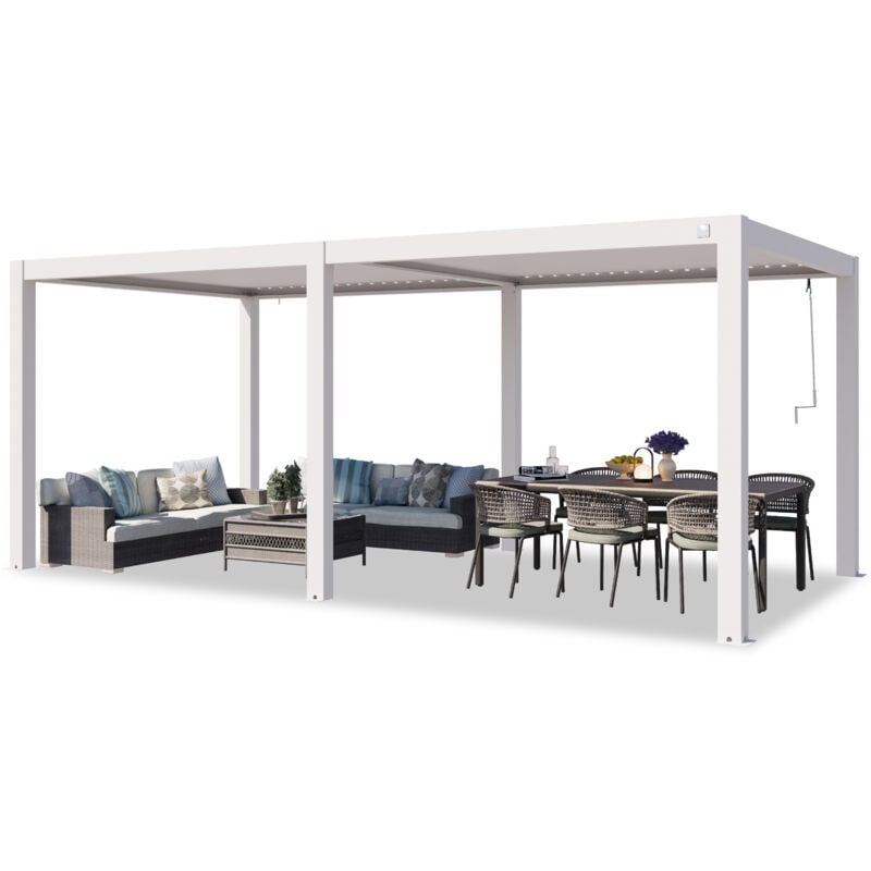 foto del prodotto toolport primeyard pergola 3x6 m montanti in alluminio con tetto a doghe in alluminio gazebo da giardino bianco
