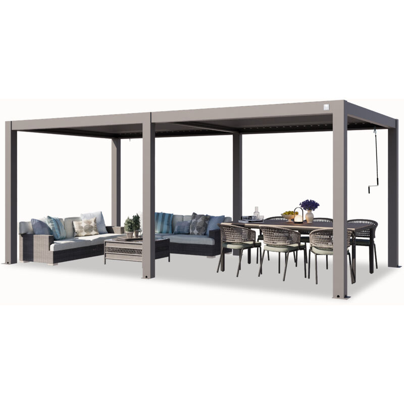 foto del prodotto toolport primeyard pergola 3x6 m montanti in alluminio con tetto a doghe in alluminio gazebo da giardino grigio