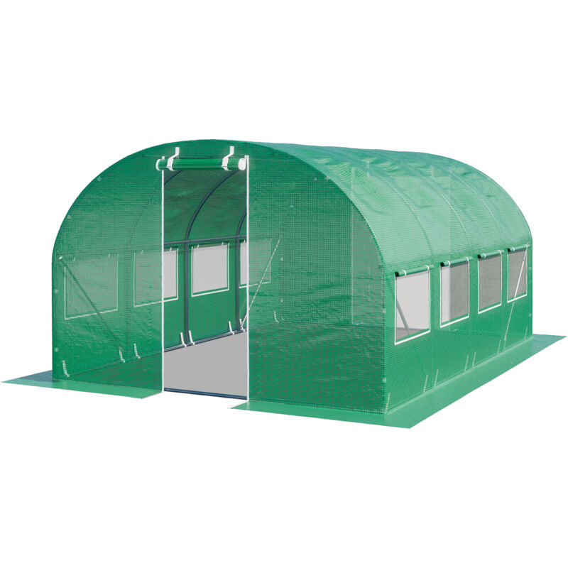 foto del prodotto toolport serra da giardino tunnel serra orto stabile e robusto 3x4m telo pe 180g m verde transparente