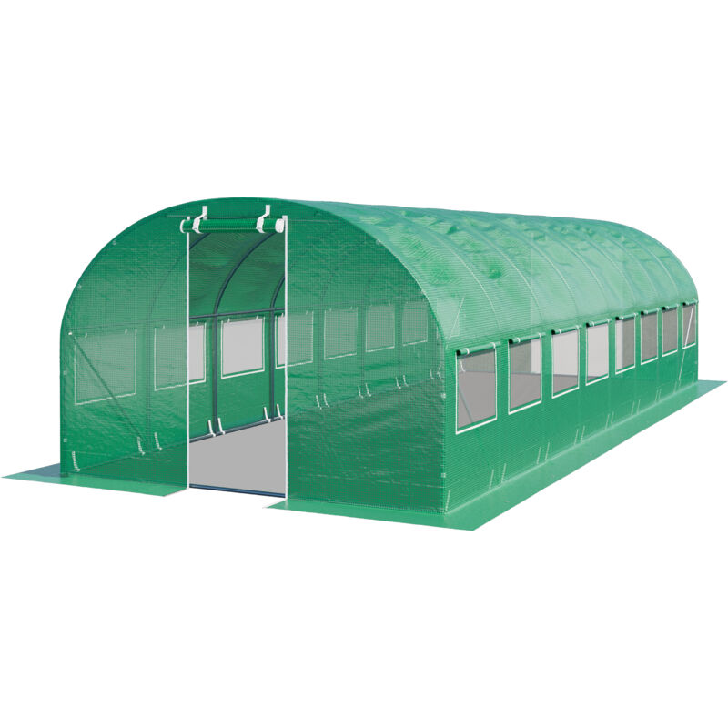foto del prodotto toolport serra da giardino tunnel serra orto stabile e robusto 4x8m telo pe 180g m verde transparente