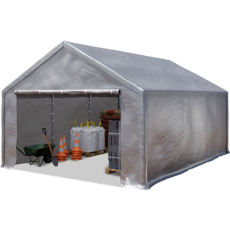 foto del prodotto toolport tenda capannone 4x6 m tendostruttura tenda garage telone pe 350 n impermeabile in grigio