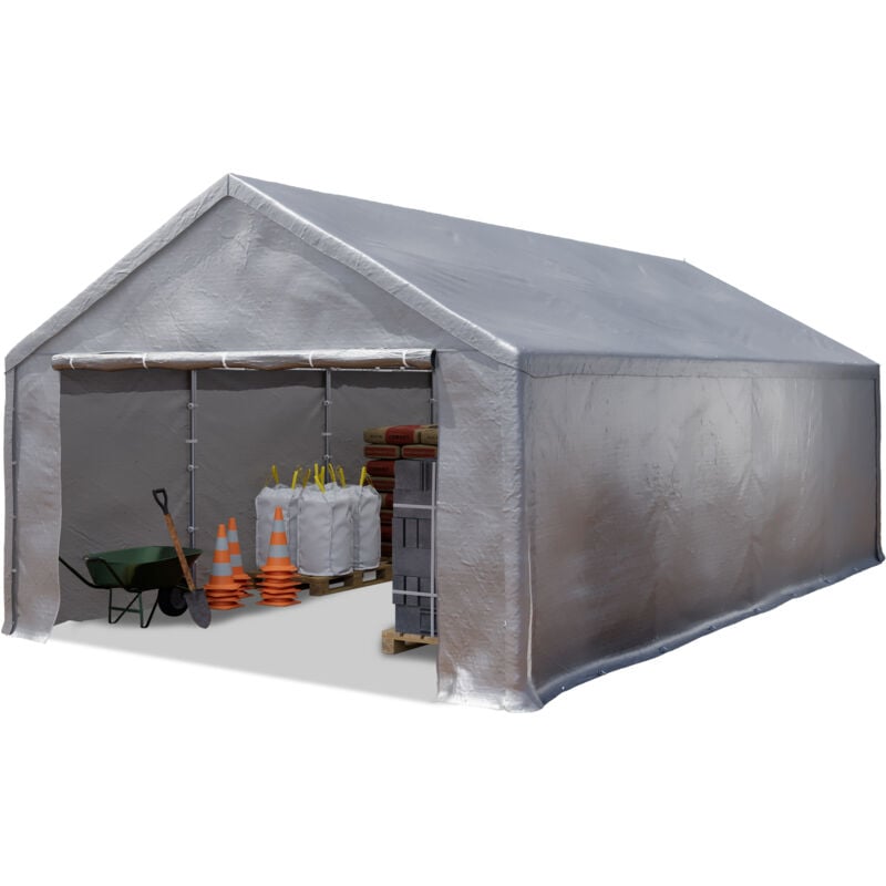foto del prodotto toolport tenda capannone 4x8 m tendostruttura tenda garage telone pe 350 n impermeabile in grigio