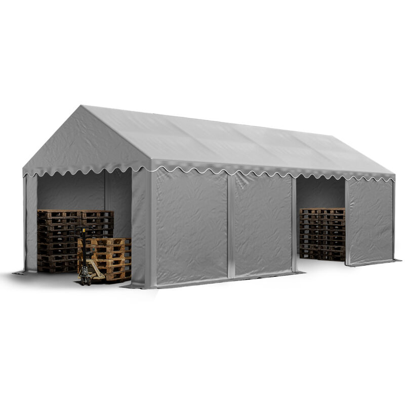 foto del prodotto toolport tendone deposito 4x8 m pvc 700 n grigio impermeabile tenda capannone tenda di stoccaggio