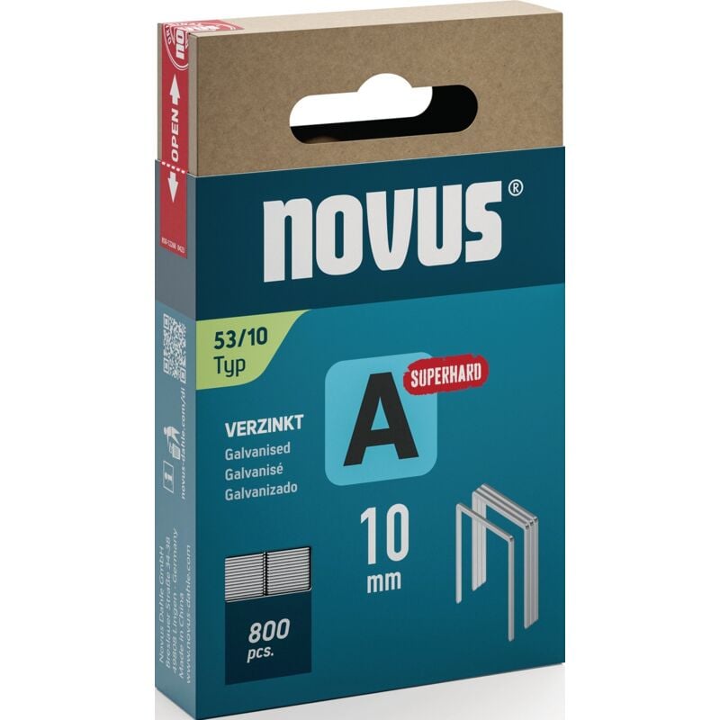 foto del prodotto tools 042-0778 graffette punto sottile tipo 53 800 pz. dimensioni l x l 10 mm x 11.3 mm - novus