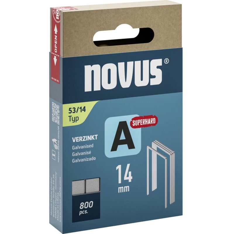 foto del prodotto tools 042 0781 graffette punto sottile tipo 53 800 pz. dimensioni l x l 14 mm x 11.3 mm novus