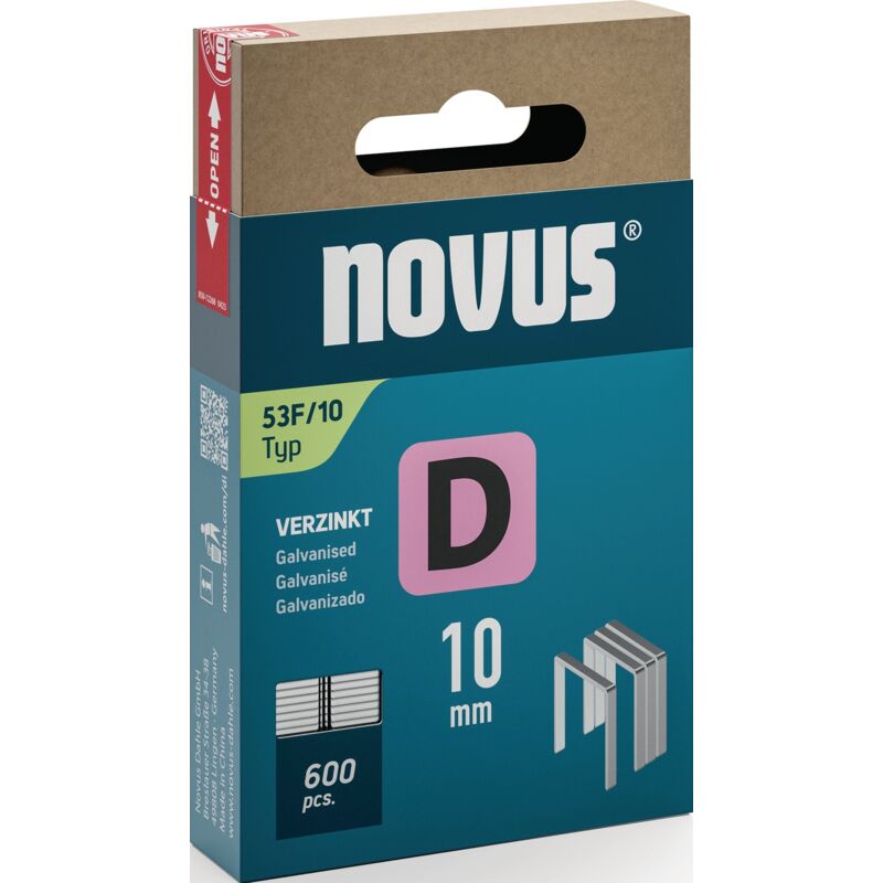 foto del prodotto tools 042-0790 graffette filo piatto tipo 53f 600 pz. dimensioni l x l 10 mm x 11.3 mm - novus