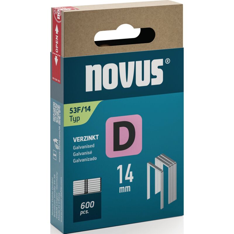 foto del prodotto tools 042 0792 graffette filo piatto tipo 53f 600 pz. dimensioni l x l 14 mm x 11.3 mm novus
