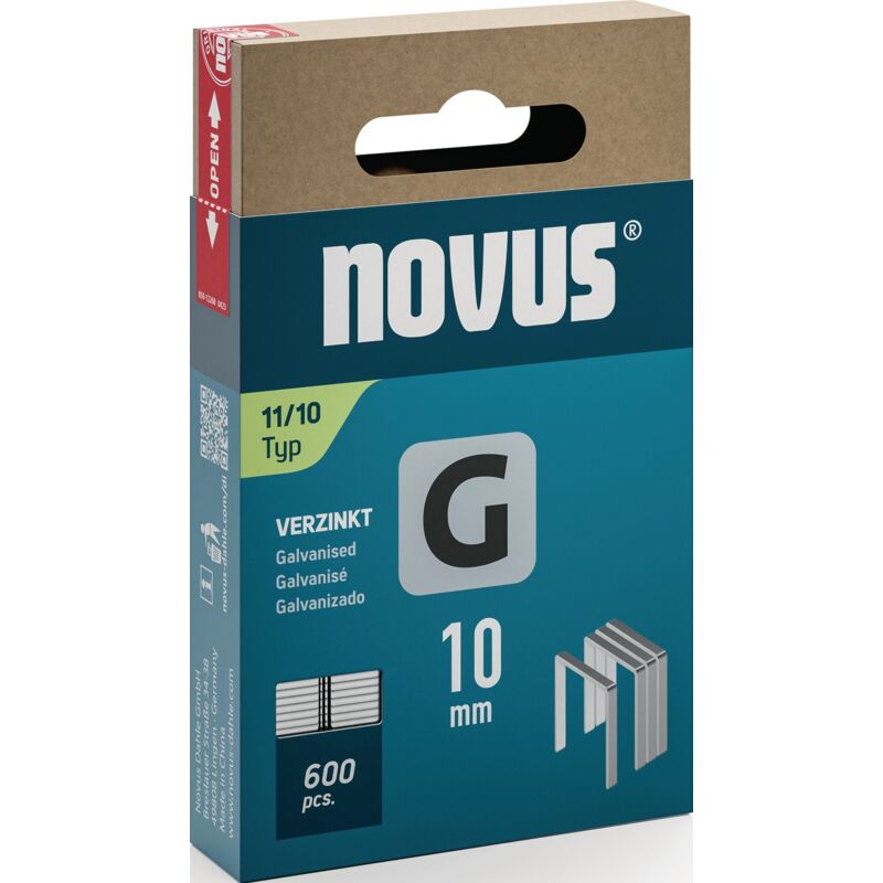 foto del prodotto tools 042 0797 graffette filo piatto tipo 11 600 pz. dimensioni l x l 10 mm x 10.6 mm novus