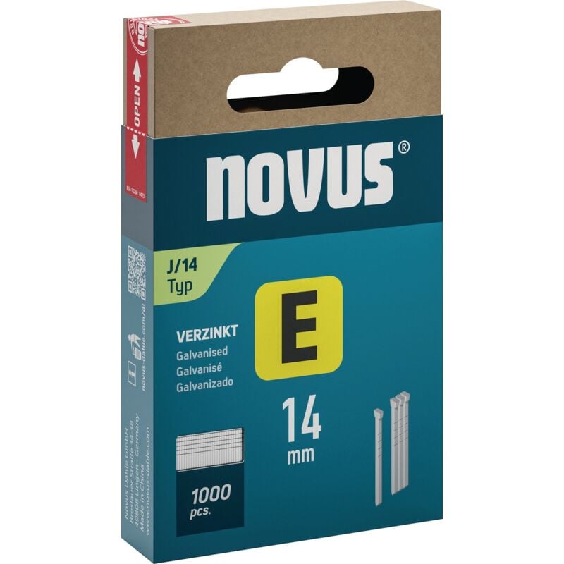 foto del prodotto tools 044 0088 chiodi per graffette tipo j dimensione del prodotto, lunghezza 14 mm 1000 pz. novus