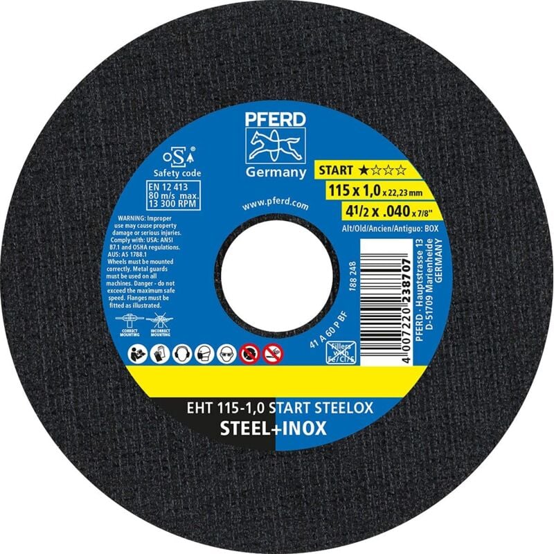 foto del prodotto tools eht 115-1,0 start (10) 69121067 kit dischi da taglio 115 mm 10 pz. acciaio inox, acciaio - pferd