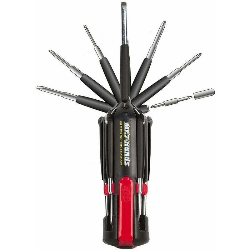 foto del prodotto tools mr. dt1019 cacciaviti 8 in 1 con 7 mani, brevettato, con luce da lavoro apollo