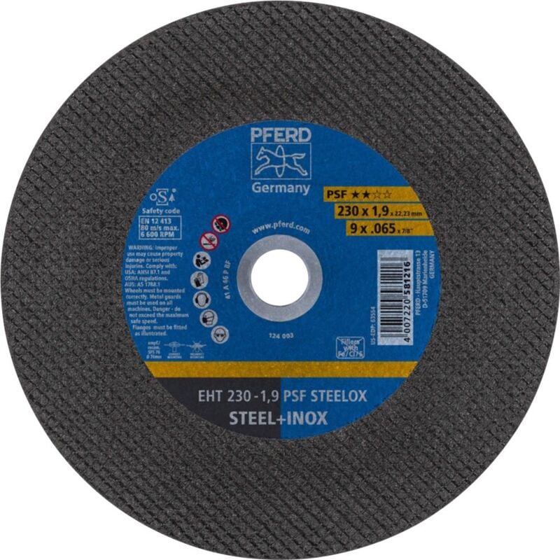 foto del prodotto tools psf steelox 69198293 disco di taglio dritto 230 mm 5 pz. acciaio inox, acciaio pferd