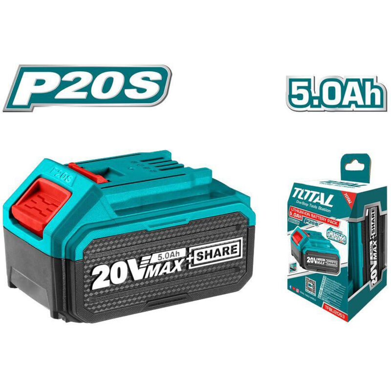 foto del prodotto tooltek batteria al litio 20v da 5ah per elettroutensili utensili total