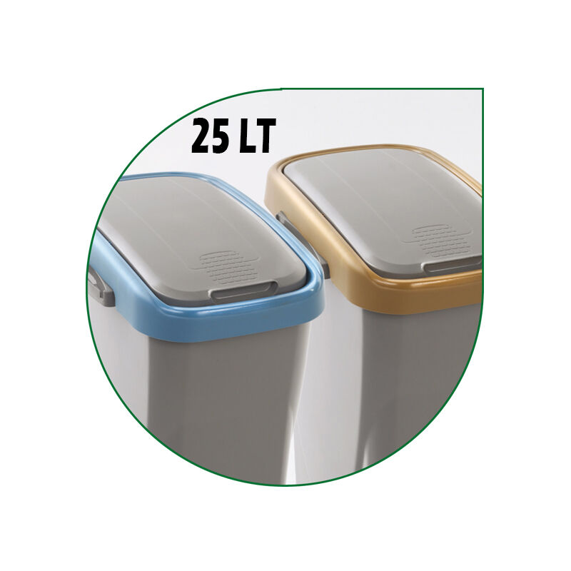 foto del prodotto tooltek bidone pattumiera raccolta differenziata ecoswing 25lt cornice vari colori mhome, arancione 