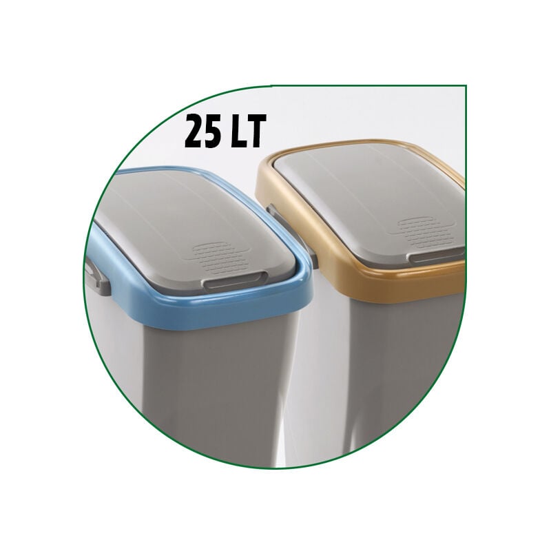 foto del prodotto tooltek bidone pattumiera raccolta differenziata ecoswing 25lt cornice vari colori mhome, grigio 