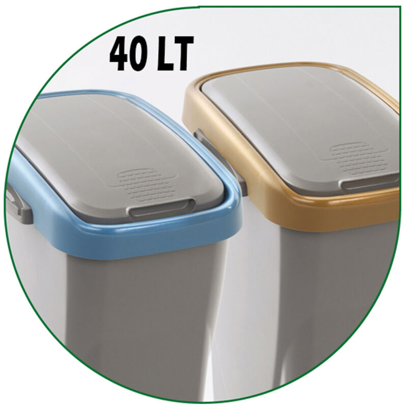 foto del prodotto tooltek bidone pattumiera raccolta differenziata ecoswing 40lt cornice vari colori mhome, blu 