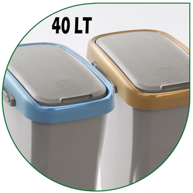 immagine 0 del prodotto tooltek bidone pattumiera raccolta differenziata ecoswing 40lt cornice vari colori mhome, verde 