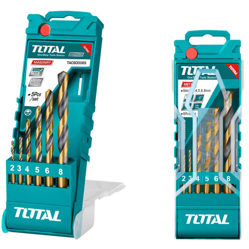 foto del prodotto tooltek box set 6pz punte per trapano hss per metallo 2, 3, 4, 5, 6, 8 mm total