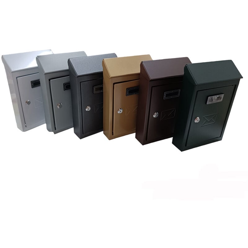 foto del prodotto tooltek cassetta postale esterno a parete buca lettere in acciaio tetto chiave 30x20x6cm, bronzo 