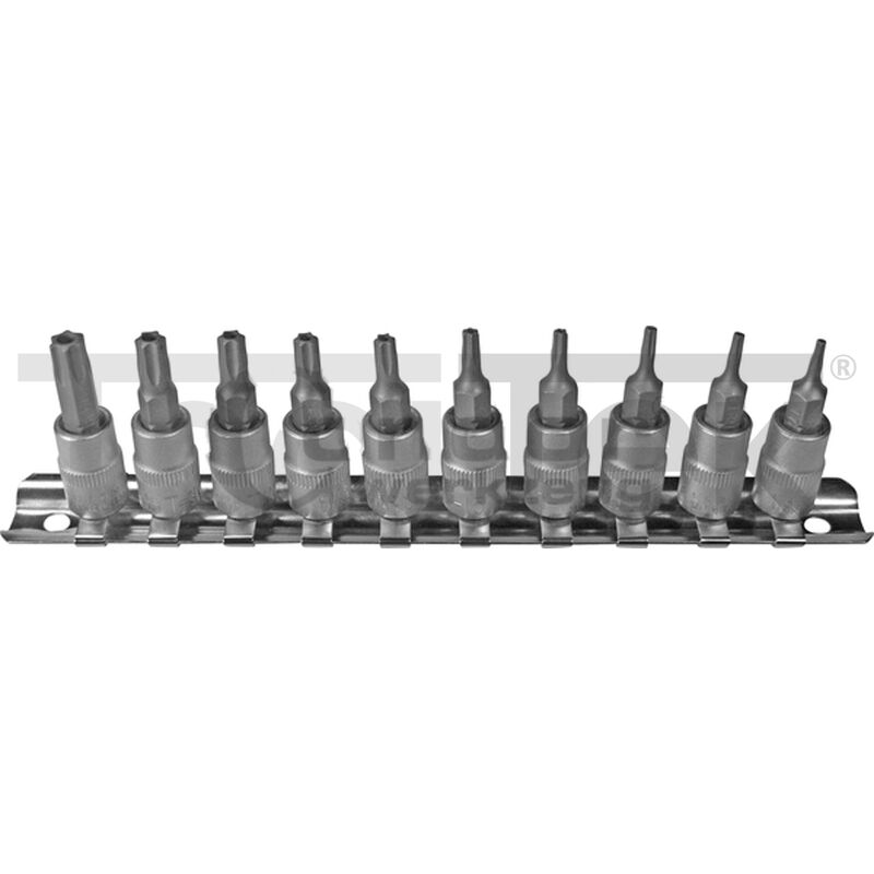 foto del prodotto tooltek chiavi bussole torx 6 punte 10pz con foro t7 t40 1 4 