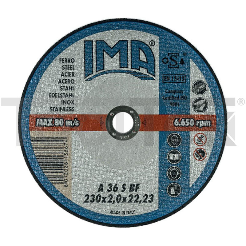 foto del prodotto tooltek disco da taglio extra sottile ferro acciaio inox 115x1,0x22,23mm ima