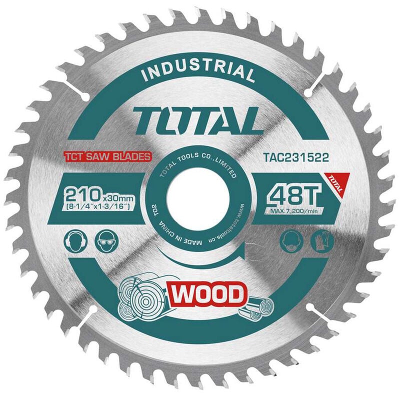 foto del prodotto tooltek disco lama sega circolare troncatrice taglio legno 48t 210mm total
