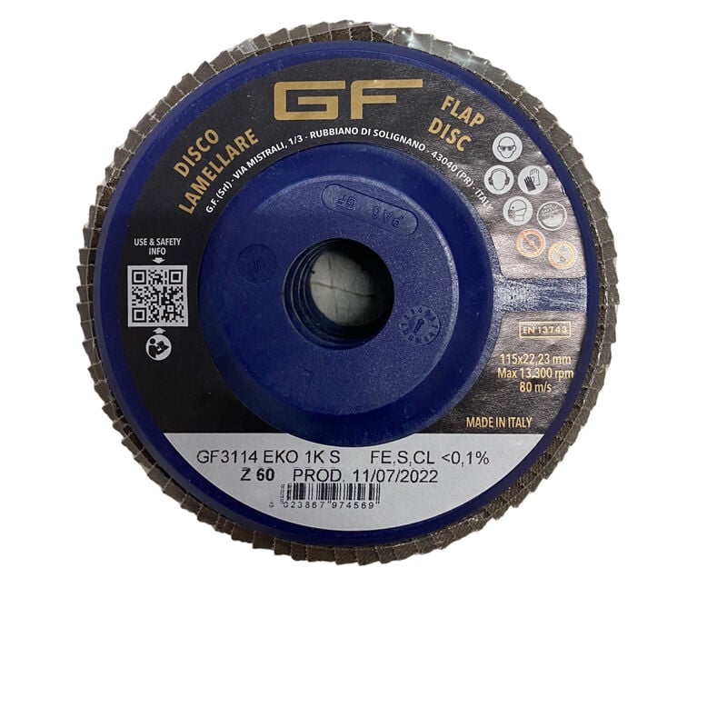 foto del prodotto tooltek disco lamellare flex 115 22,23mm grana z60 acciaio e inox 5pz globe