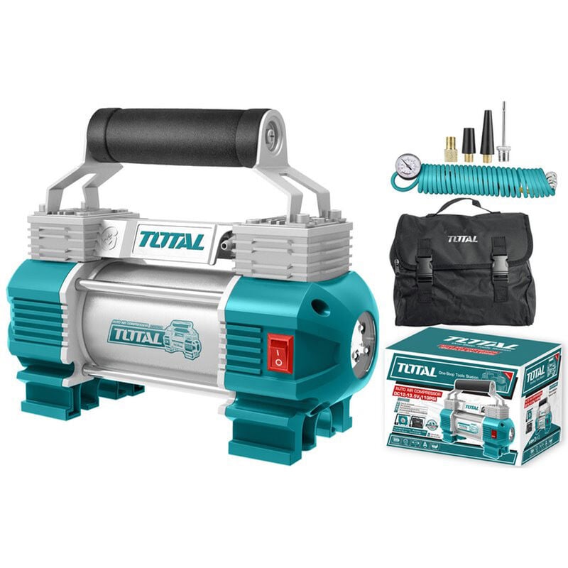 foto del prodotto tooltek mini compressore aria portatile auto 12v gonfiatore ruote 120psi total