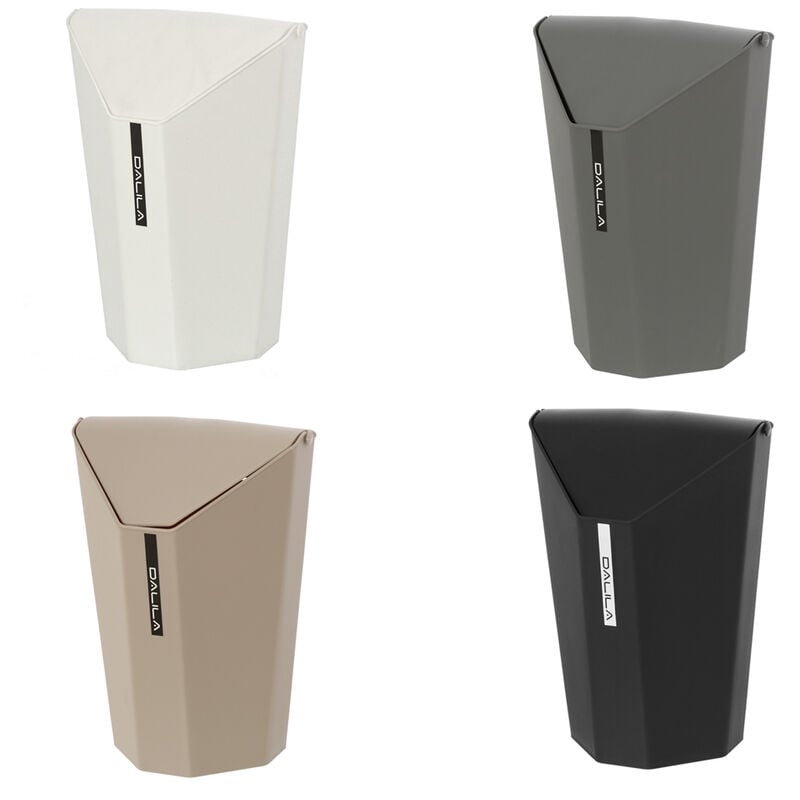 foto del prodotto tooltek pattumiera bagno plastica coperchio basculante 6,5lt cestino spazzatura vari col, grigio 