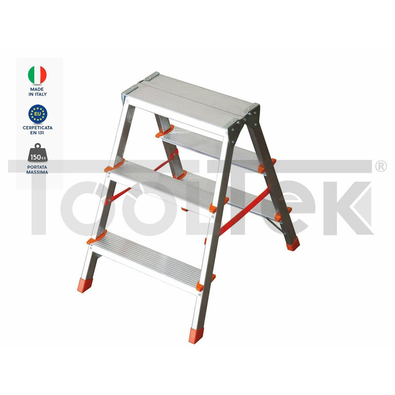 foto del prodotto tooltek scala alluminio 3 gradini doppia salita casalinga