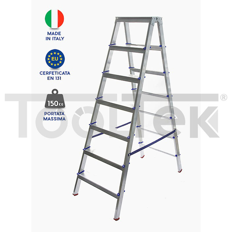 foto del prodotto tooltek scala alluminio 6 gradini doppia salita 1,46mt 6 6 casalinga nancy