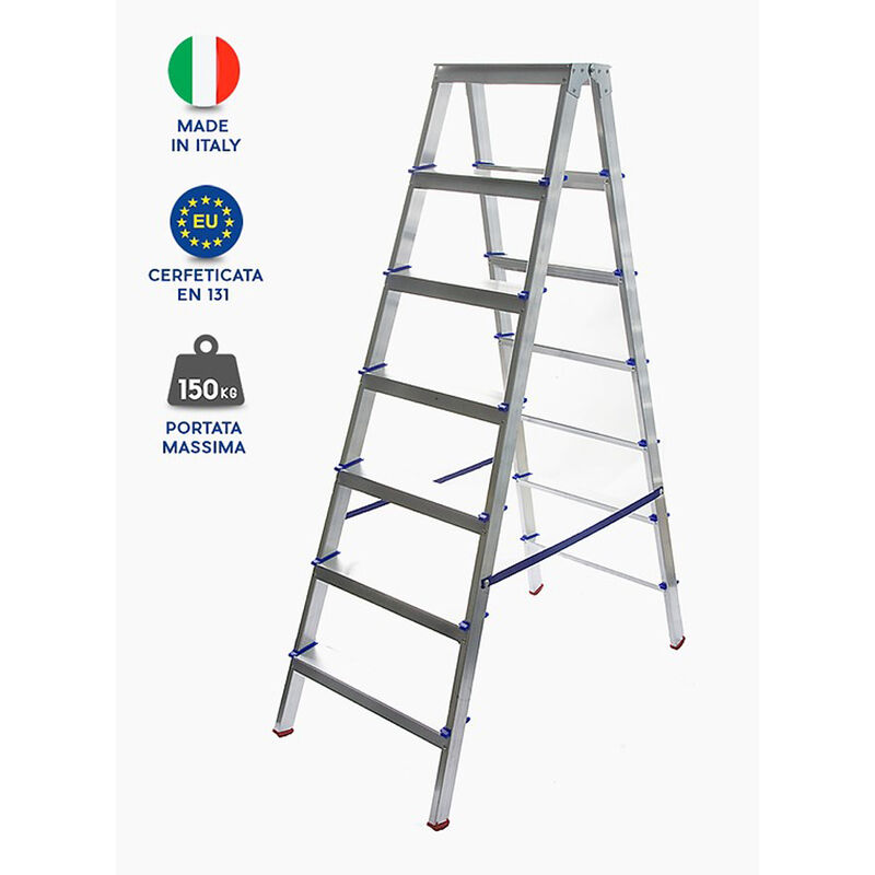 foto del prodotto tooltek scala alluminio 7 gradini doppia salita 1,72mt 7 7 casalinga nancy s. cannarozzi