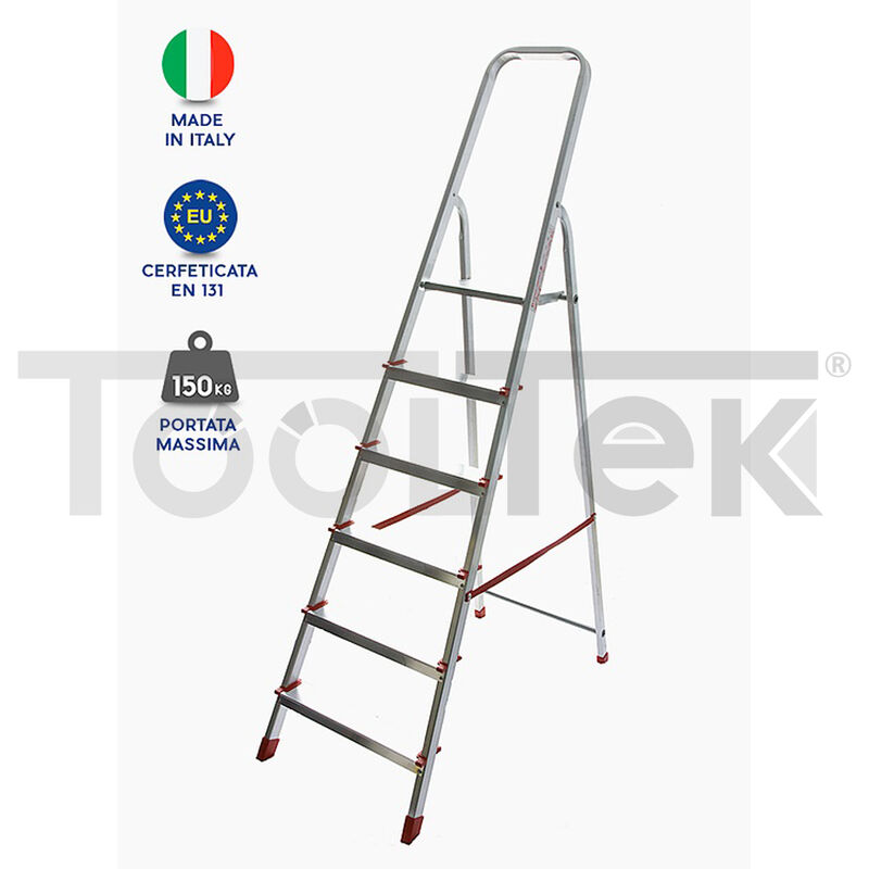 foto del prodotto tooltek scala domestica in alluminio 6 gradini 5 1 con pedana