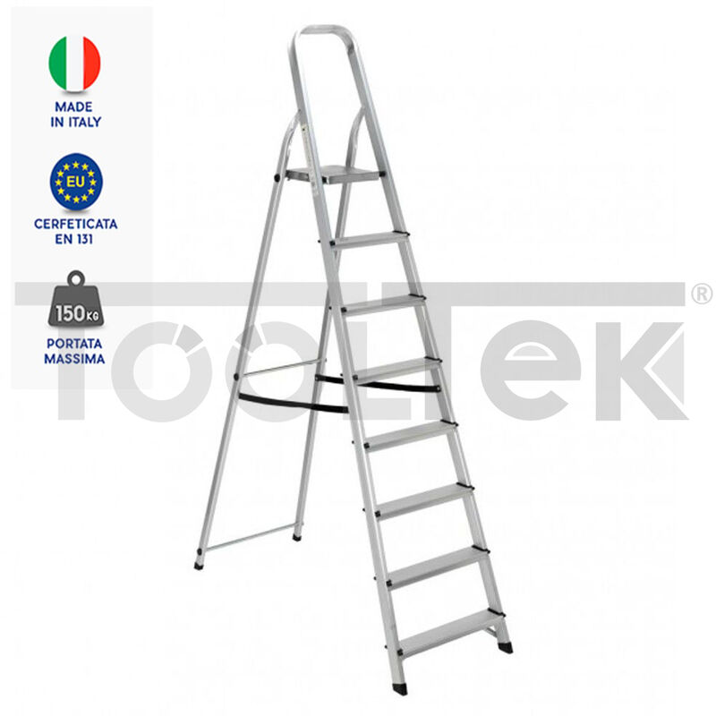 foto del prodotto tooltek scala domestica in alluminio 8 gradini 7 1 con pedana