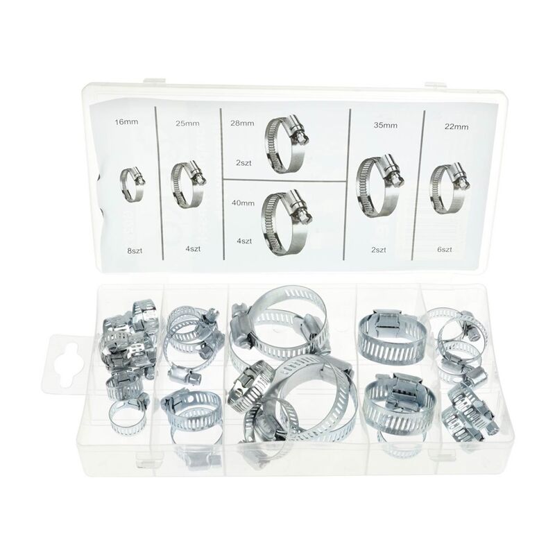 foto del prodotto tooltek set fascette stringitubo in acciaio 26pz serraggio vite cacciavite geko g02812