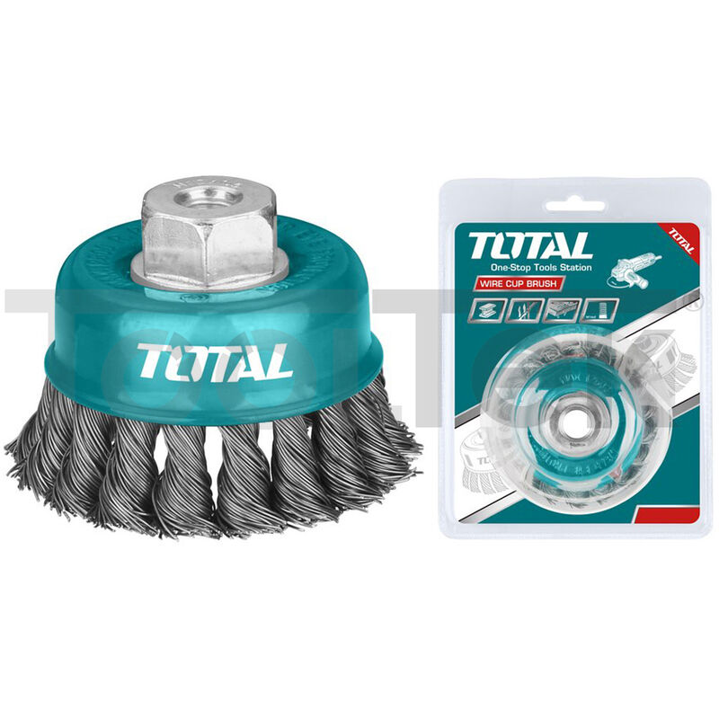 foto del prodotto tooltek spazzola a tazza trapano circolare acciaio 100mm attacco m14 total