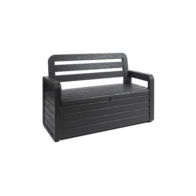 foto del prodotto toomax - panchina foreverspring da esterno con baule art.599p - cm.132,5x58x89h., nero antracite