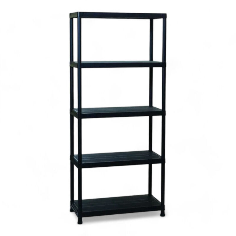 foto del prodotto toomax scaffale per interni a 5 ripiani nero 80x40x180 cm capacit 50 kg per ripiano con kit fissaggio a muro incluso e certificazione t v