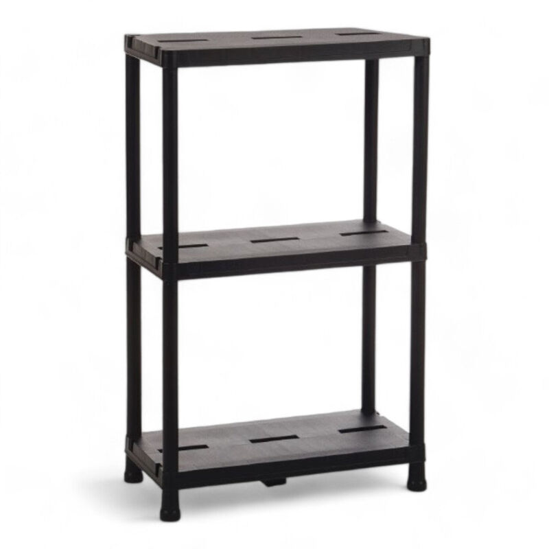 foto del prodotto toomax scaffale per interni ventilato 3 ripiani nero con fissaggio a muro incluso portata massima 100 kg dimensioni 60x30x95 cm