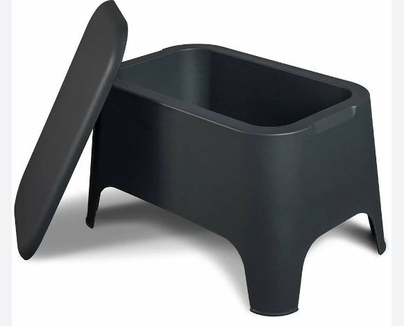 foto del prodotto toomax tavolino tavolino in resina petra cm.59x39x36h da esterno giardino con coperchio portaoggetti antracite 