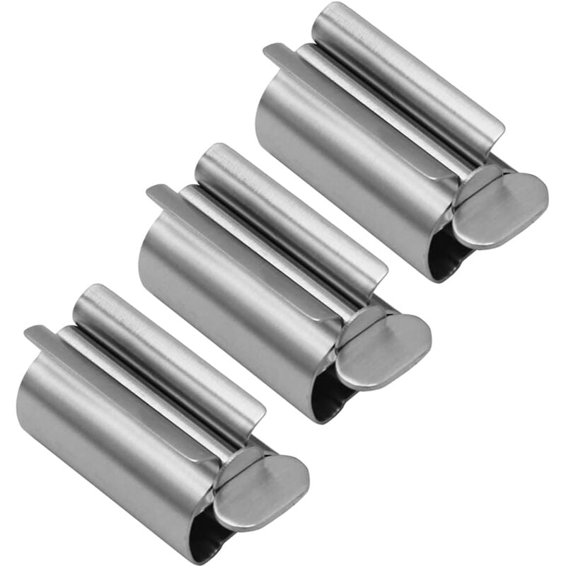 foto del prodotto toothpaste squeezer 3 pcs toothpaste seat holder rolling tube toothpaste rotating toothpaste dispenser stainless steel tube squeezer for toothpaste,