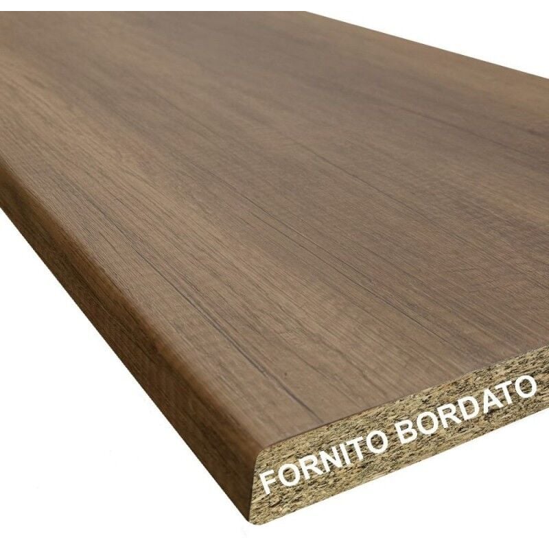 foto del prodotto top cucina con bordo stondato colore noce 195x60x3.8h cm